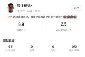 拉什福德首发61分钟数据：3射1正，两次错失进球，8次丢失球权-v2